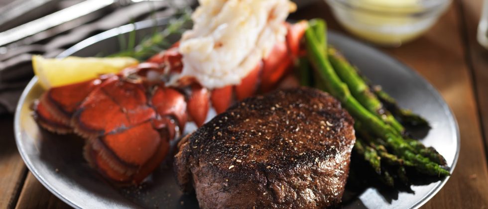 steak and lobster meal