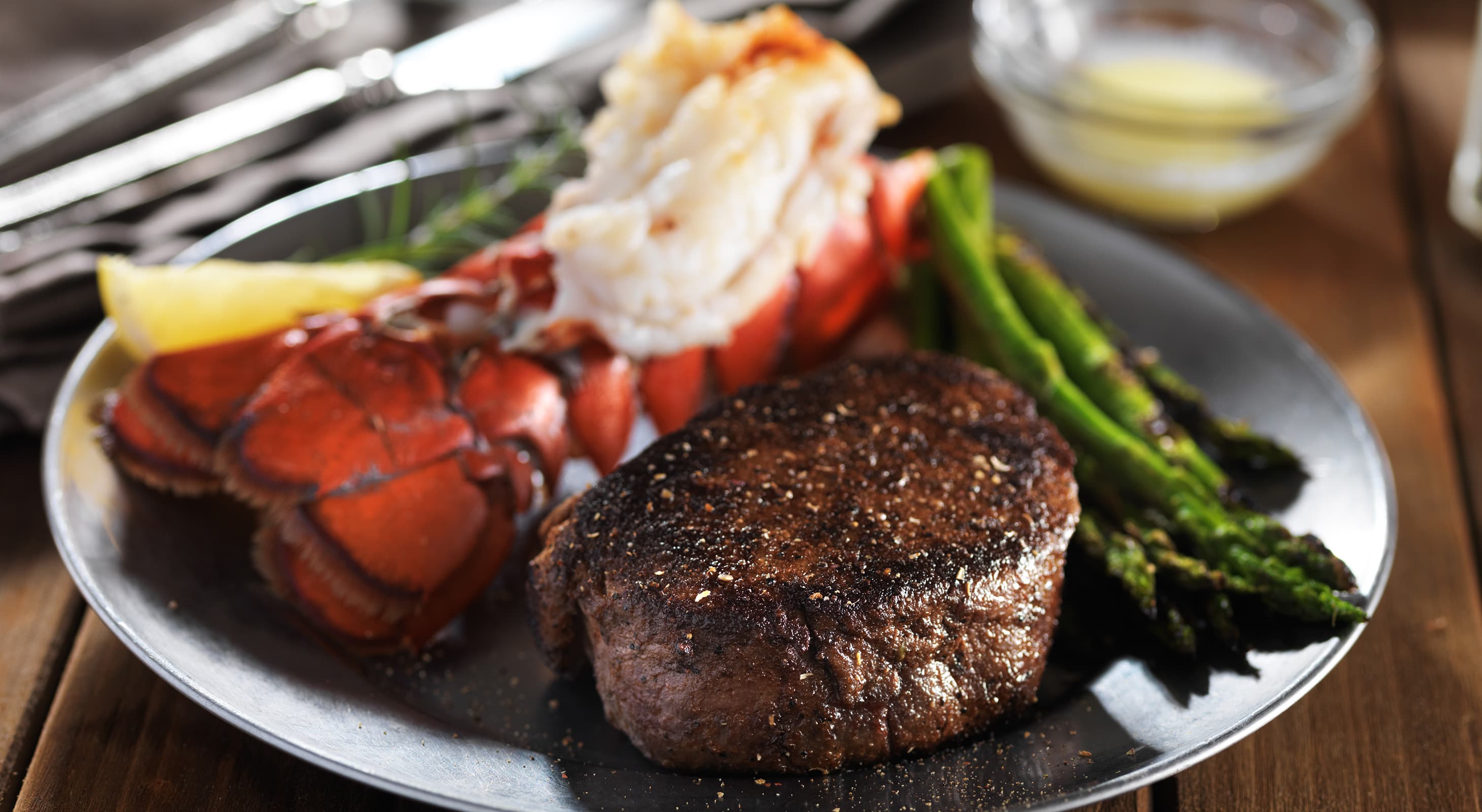 steak and lobster meal