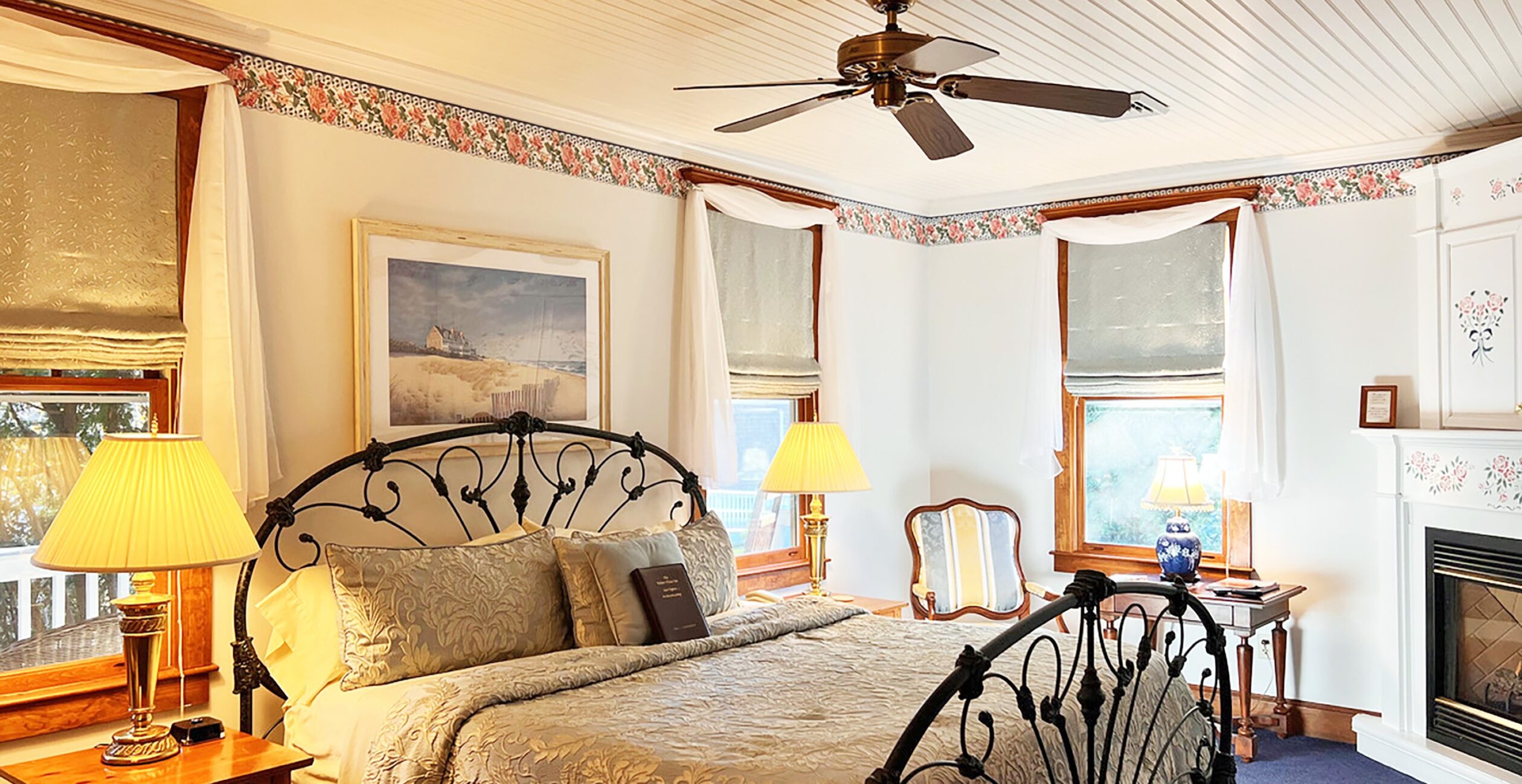 Harriet Beecher Stowe Room bed at Cape Cod boutique hotel