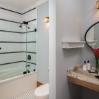Harriet Beecher Stowe Room bath at boutique hotel on Cape Cod