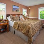 King bed in the Henry Thoreau Cottage in Falmouth, MA