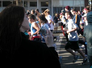 Runners start the Cape Cod Marathin.