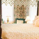 Carved mahogany four poster bed in the Roosevelt Room.