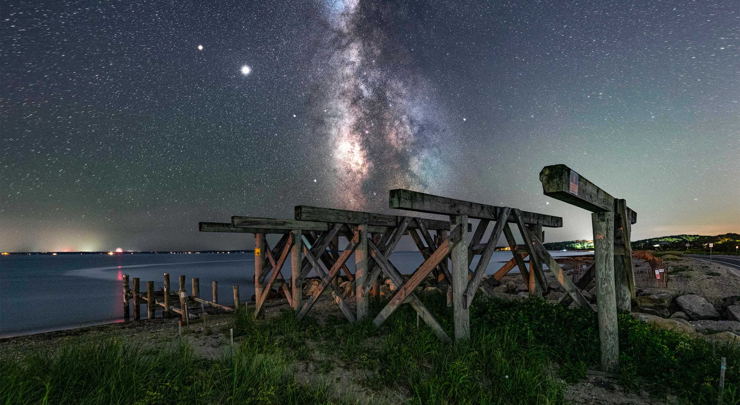 Night sky over Falmouth beach