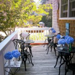 Cape Cod Hydrangeas on the Porch for Breakfast