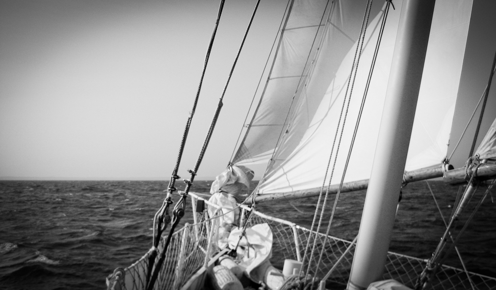 Cape Cod Sailing with Reefed Jibs of the Liberte