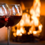Red wine by a warm fire.