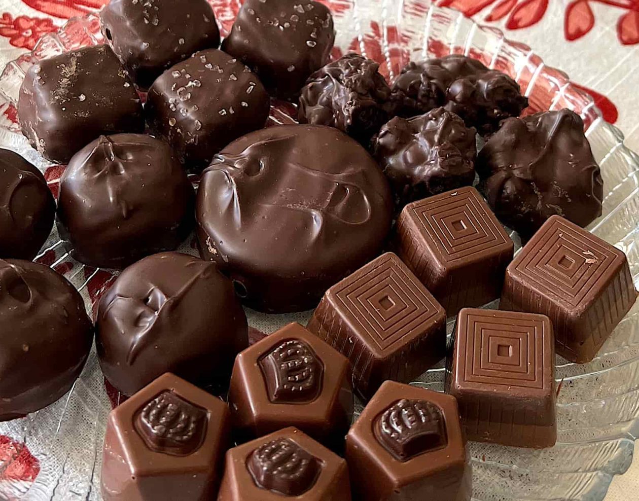 plate of assorted chocolates