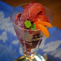 Cape Cod Cranberry Sorbet in a Waterford Champagne Crystal Glass