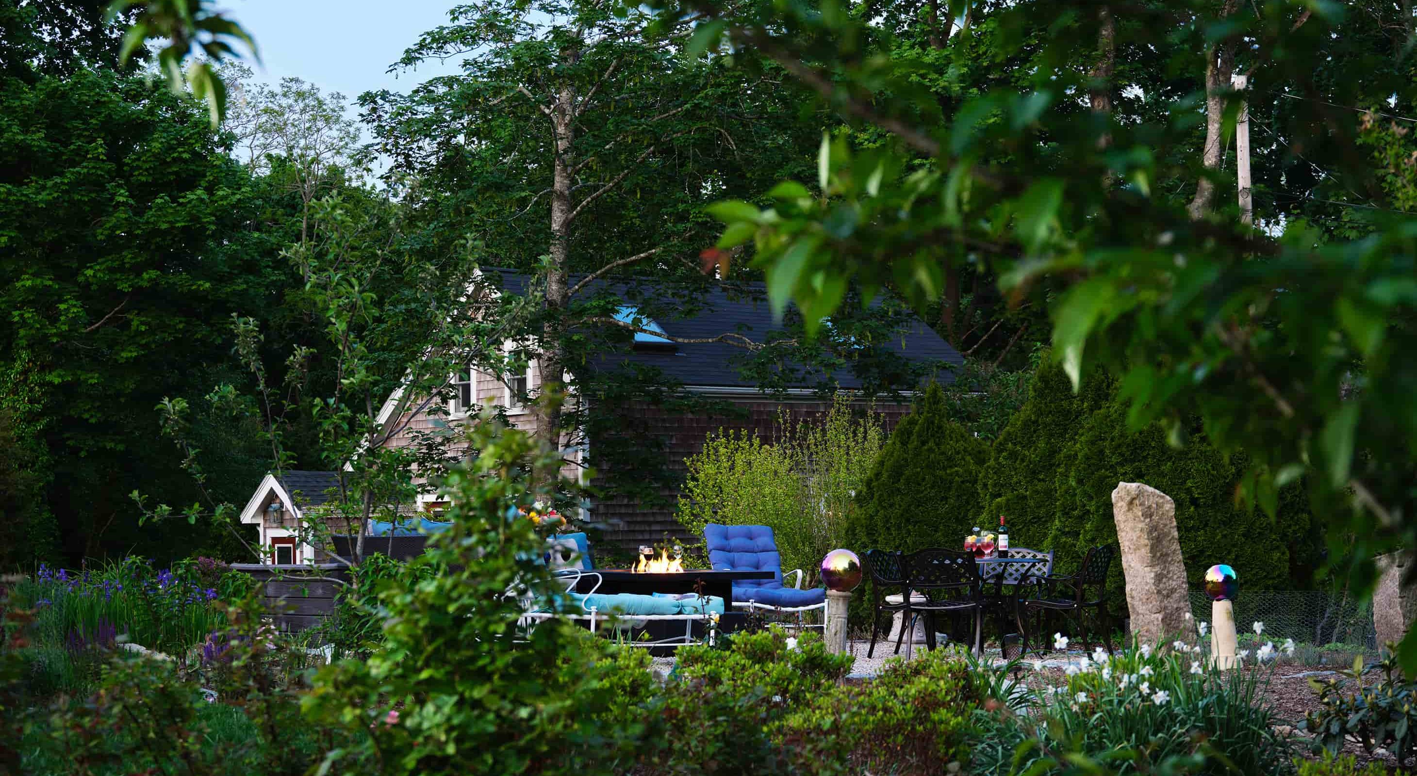 fire pit and gardens at Palmer House Inn