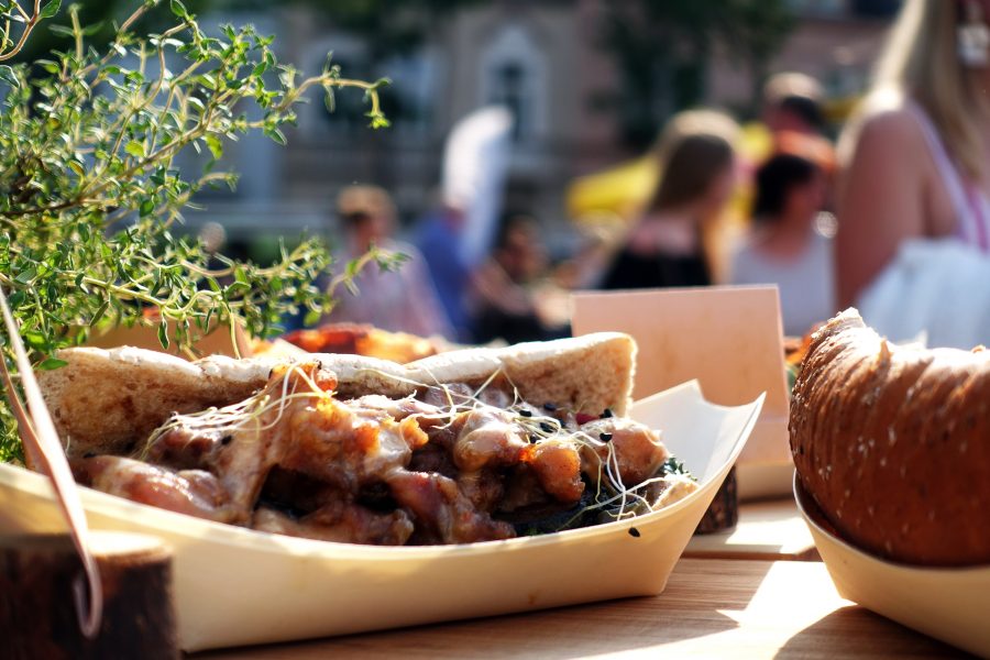 food on an outdoor table