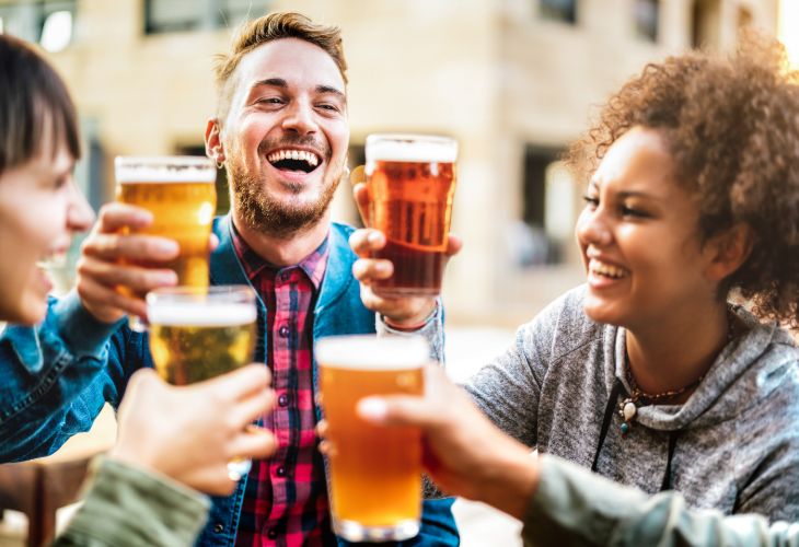 Friends Enjoying Beer at a Cape Cod Brewery