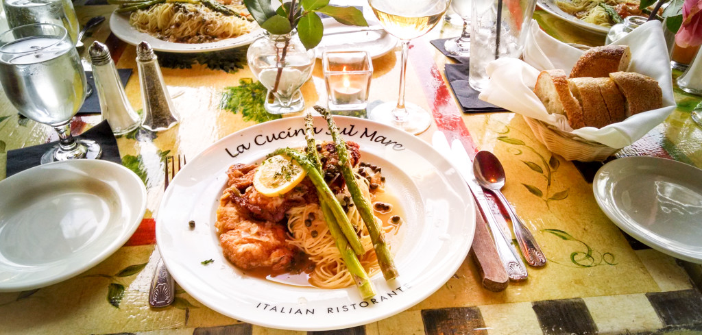 A delightful table and Pollo Limone.