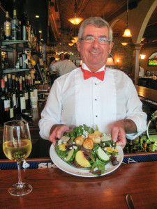 Delicious and healthy plate at the bar... with a glass of chardonnay.