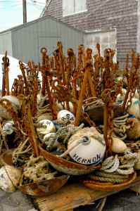 Rusty fishing buoys