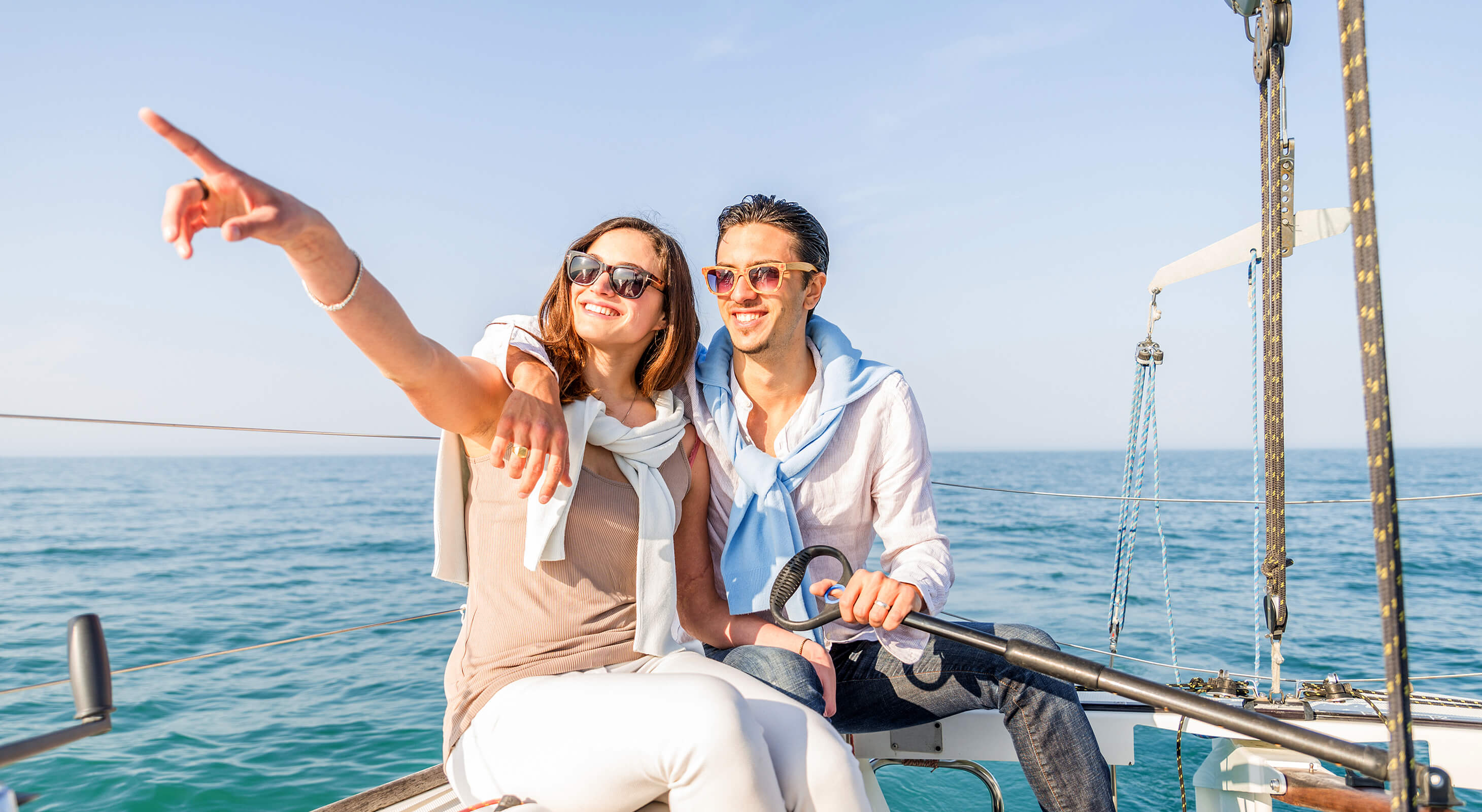 Couple on sail boat on Martha's Vineyard