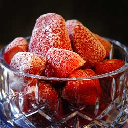 Frozen strawberries.