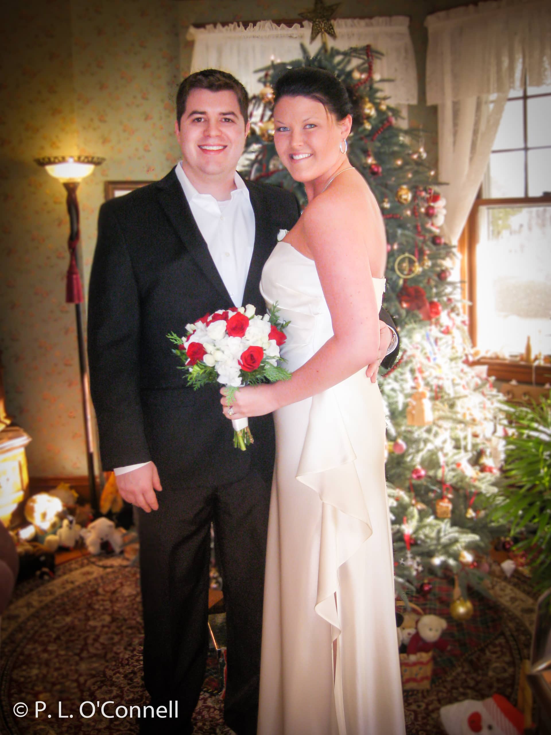 Winter weddings on Cape Cod by the Christmas tree