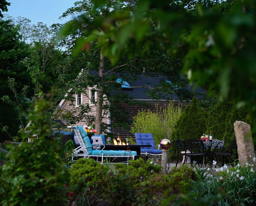 fire pit and gardens at Palmer House Inn