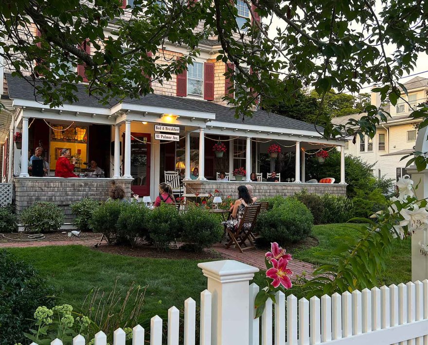 people relaxing in front of Cape Cod bed and breakfast