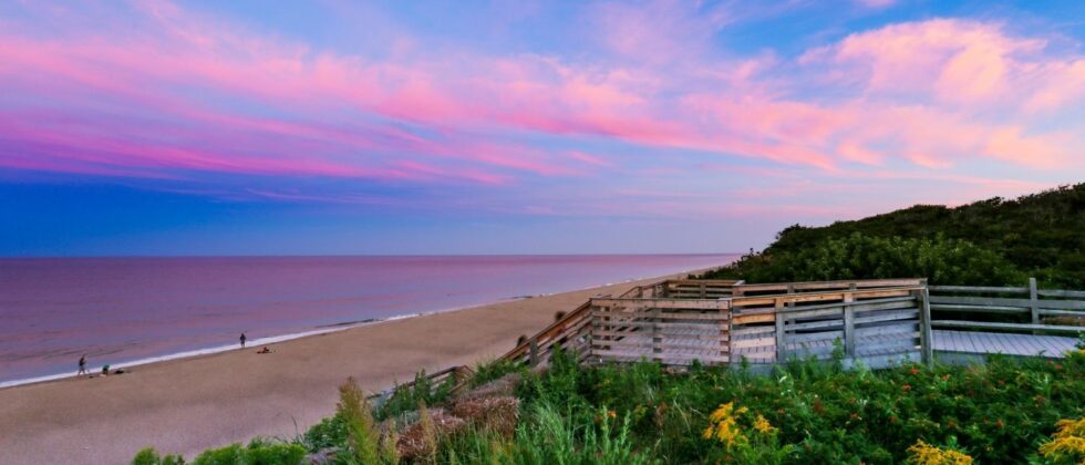 gorgeous pink sky sunset on cape cod