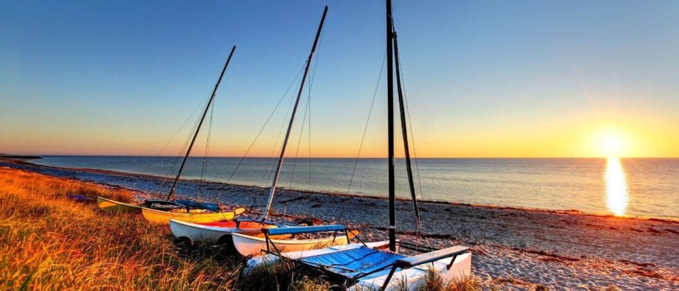 Sunset on beach in cape cod